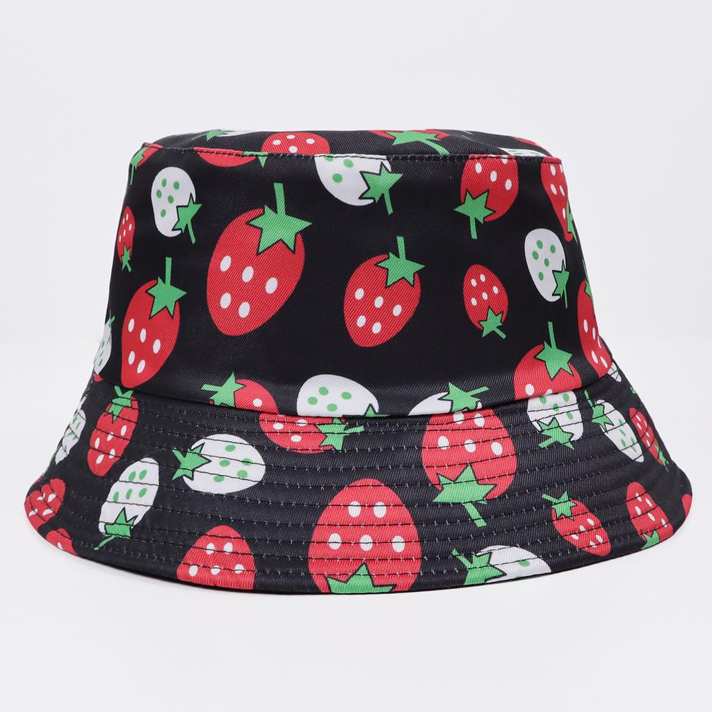 Digital Printed Fruit Double-sided Bucket Hat Outdoor Travel Sunshade Sunscreen Men and Women Pot Hat