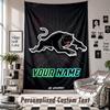 Tapeçaria de Parede com Nome e Texto Personalizados, Tapeçaria Decorativa Penrith Panthers Para Quarto