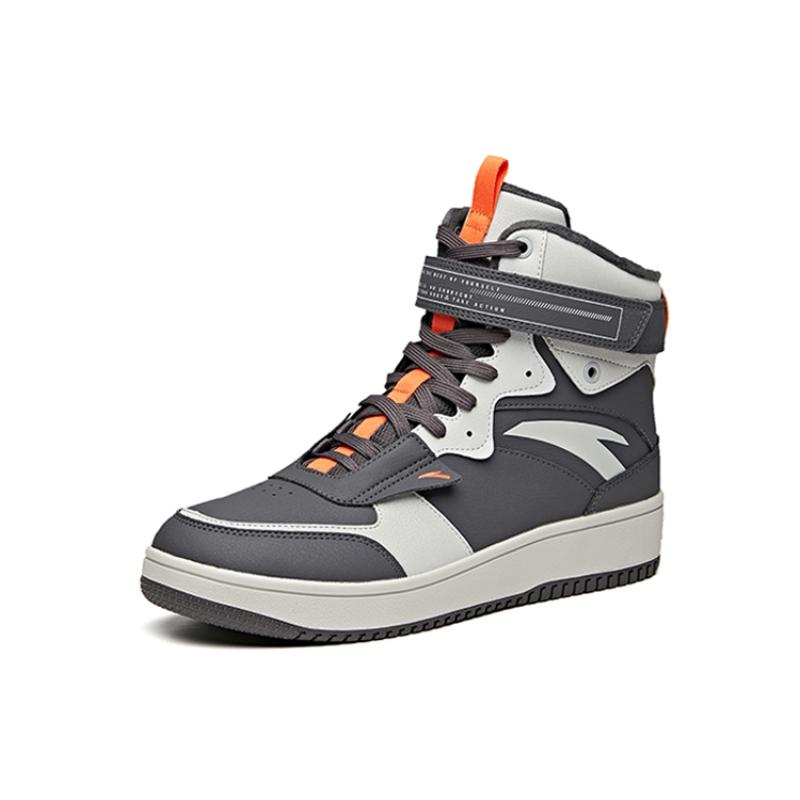 Anta Coverage Thermal Slip Resistant Waterproof Abrasion Resistant High Top Skateboard Shoes Men's Gray Sneakers