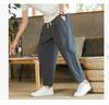 Men's Neo Chinese Style Cotton Linen Sweatpants Breathable Solid Color Streetwear Loose Trousers for Summer Vacation