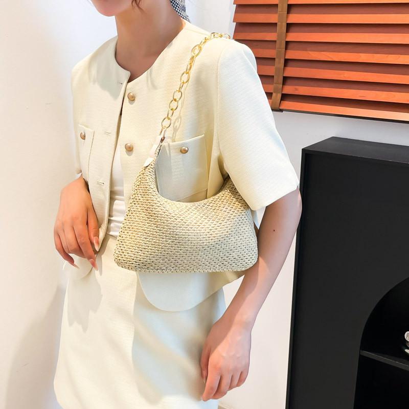 Woven Trendy Small Square Bag With Zipper Closure And Inner Phone Pocket For Daily Use