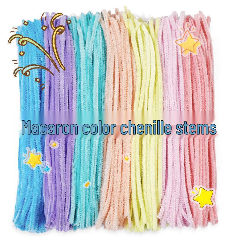 Bunte Chenille-Stäbchen mit Pompons für Kinder - DIY Lern-Bastelspielzeug