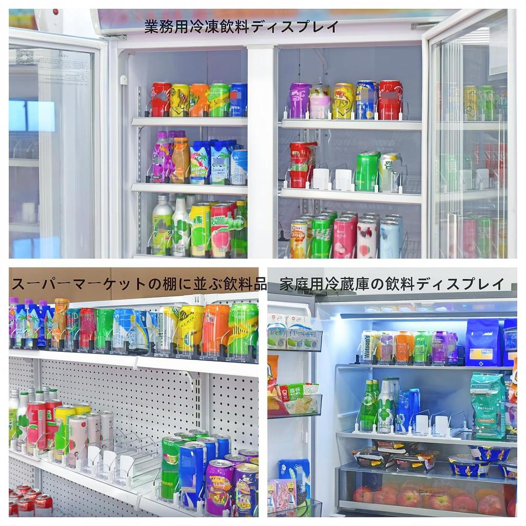 Automatic drink dispenser, beverage rack, counter, refrigerator storage rack, compatible with 350ml and 500ml cans, adjustable width, holds 12-15 cans