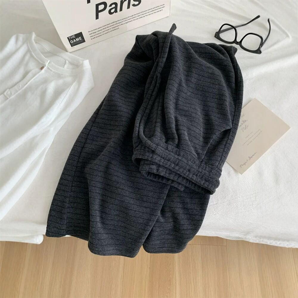 Korean Style Plus Size Plaid Wide-Leg Pants - Autumn Winter Elastic Waist High-Waisted Trousers for Women