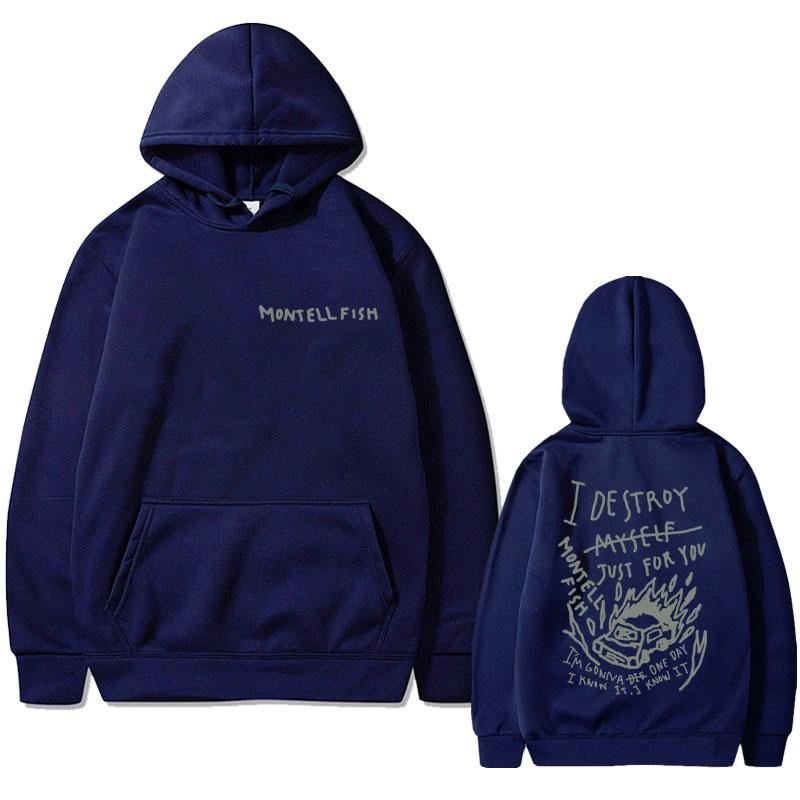 Montell Fish Printed Hoodie Men's Oversized Hoodie High-quality Casual Fashion Hoodie