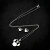 Anime Cute Cartoon Bow Mouse Stainless Steel Zircon Set For Women Wedding Accessories Bride Earrings And Necklace Zircon Set