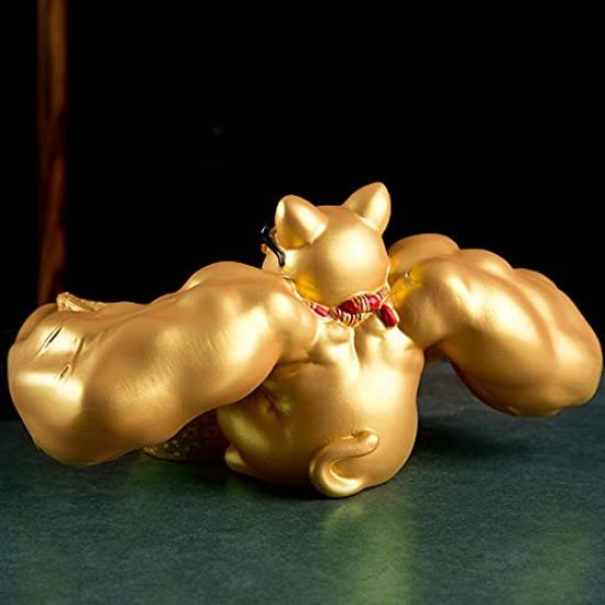 Lucky Cat Figurine A Muscular Cat That Brings Good Fortune and Perfect for Storing Keys and Other Small A and Stylish Decorative Made of Resin Great