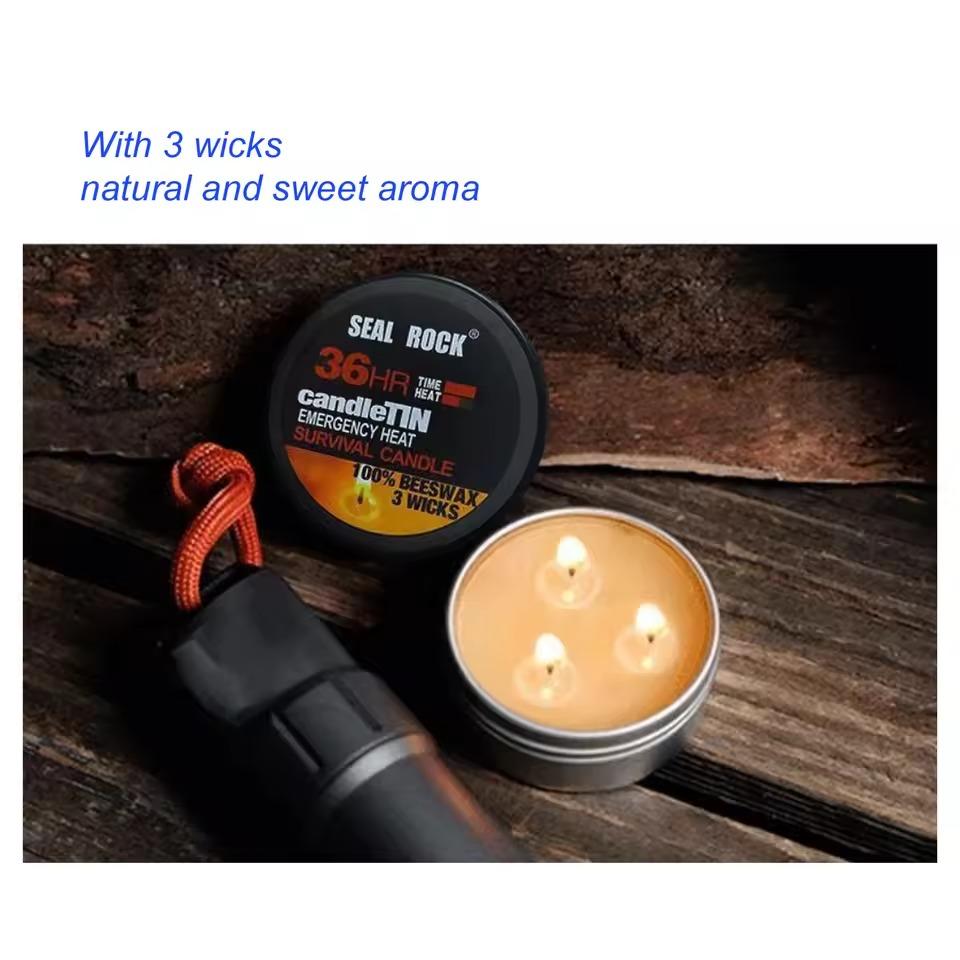 3-Wick Portable Survival Candle,Up to 36H,Burning Natural Aroma for Home,Outdoor Camping