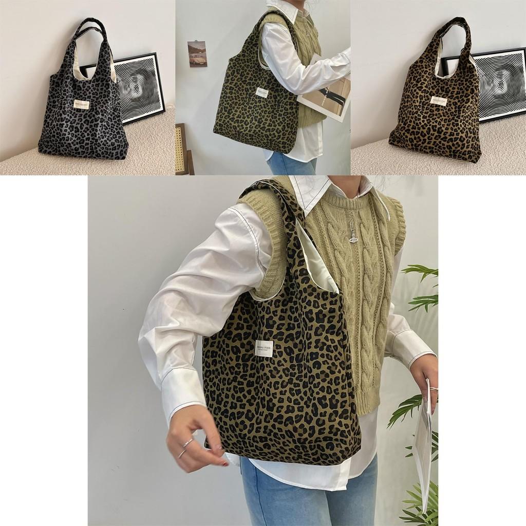 Trendy Leopard Print Fabric Tote Bag For Women Soft Comfortable Everyday Purse