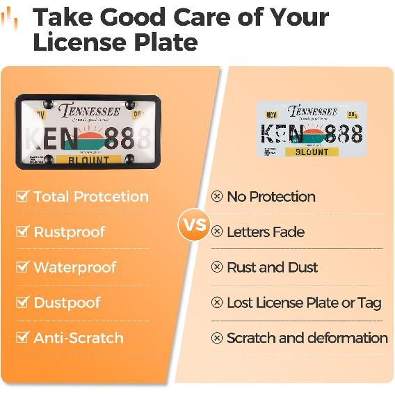 License Plate Cover & Frames, 2 Pack Clear License Plate Protector, ABS Car Plate Cover, Fit Any Standard US Plates