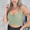 Kvinner Crop Top Fitness Tank Top Polstret Sports BH Uformell Streetwear Camisole Kvinnelig Undertøy Avtakbare pads Sømløs BH