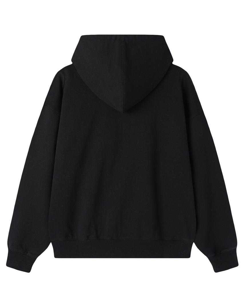 Openyard(Oy) Satin Patch Hoodie Zip Up - Black