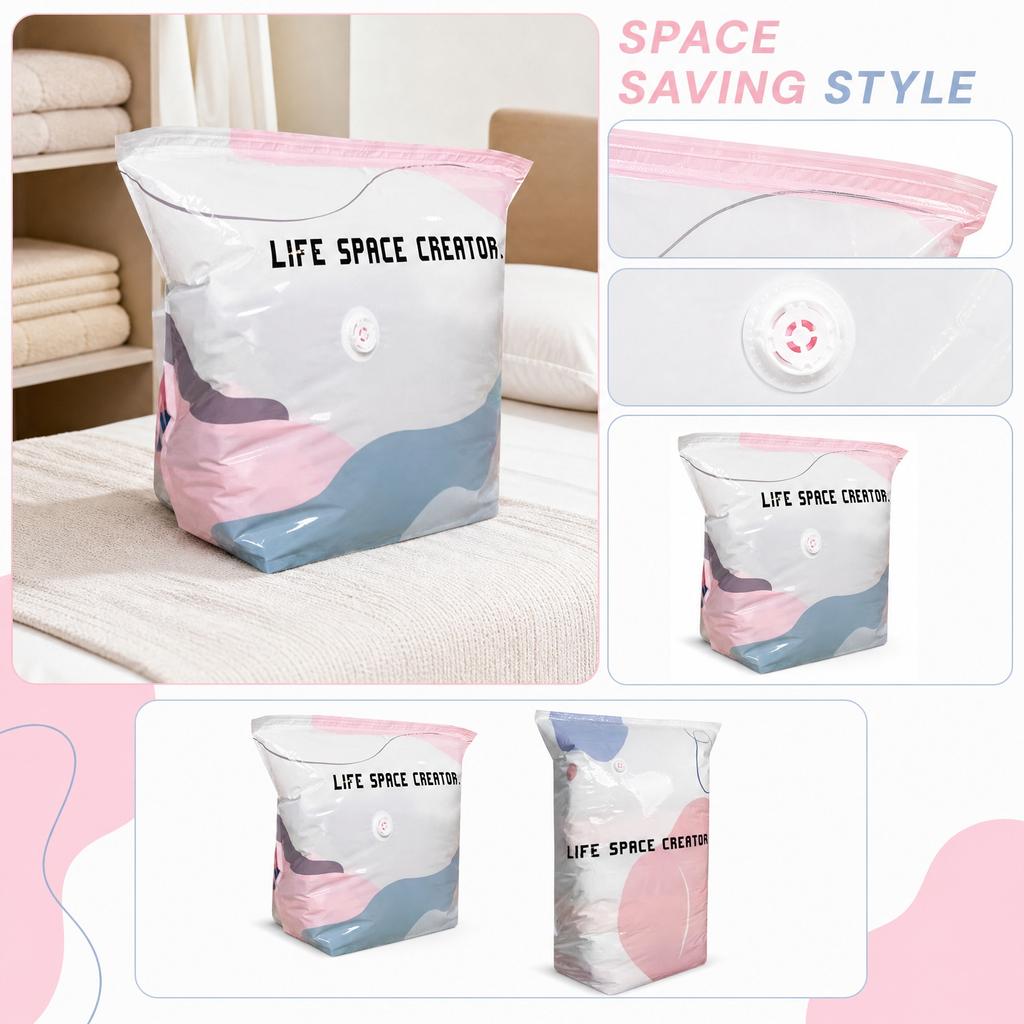 Vacuum Compression Storage Bag No Pump Required for Clothes Bedding and Quilt Organization Reusable Space Saving Bag for Home Travel