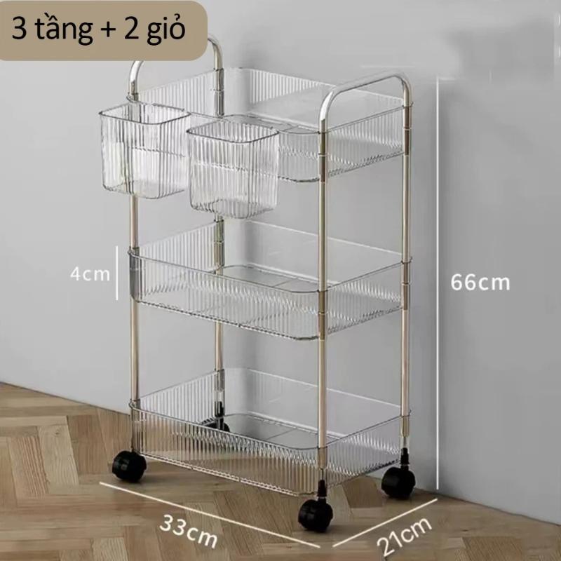 Wheeled 3-Tier Trolley Multi-Tier Storage Shelf for Organized Spa and Salon Settings