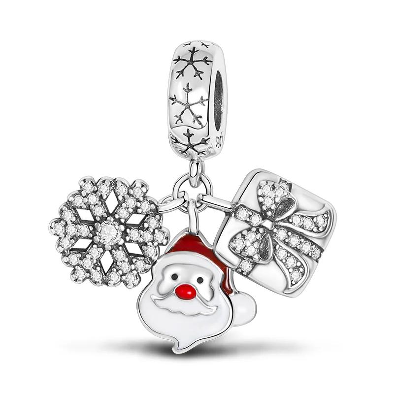 Copper Charms Original Father Christmas Penguin Snowflake Beads Fit Bracelet Women Diy Gift Christmas Present