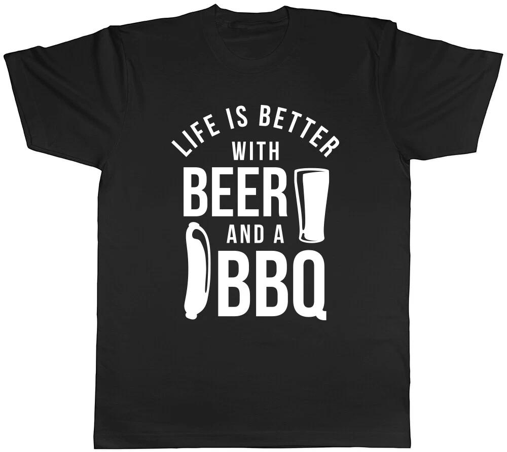 Life is Better with Beer and a BBQ Mens Womens Ladies T-Shirt Tee XL