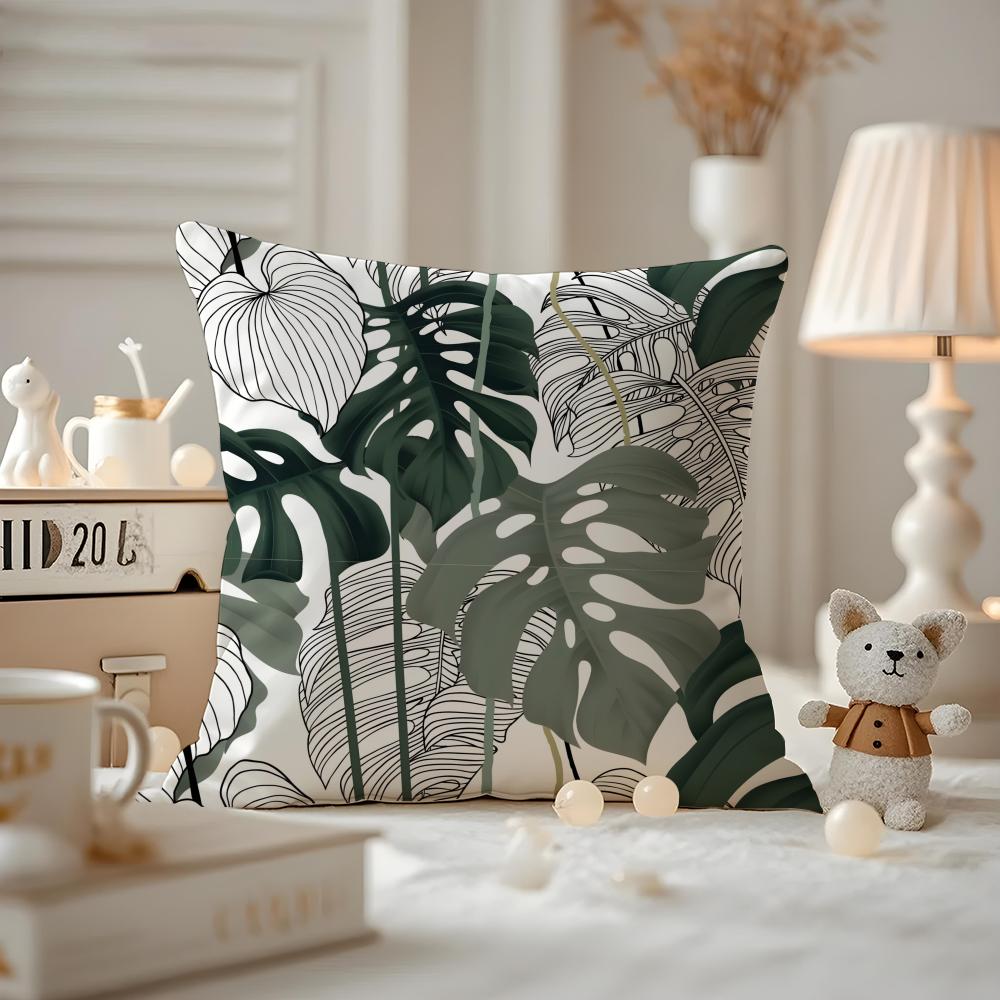 Cool Summer Prints Cushion Cover Anti-dustmite Pillowcase Invisible Zipper Silky Short Plush Sofa Cushion Cover