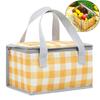 Insulated Picnic Bag Dual Zippers Plaid Lunch Tote Bag Large Capacity Soft Cooler Bag Multifunction for Outdoor Beach BBQ