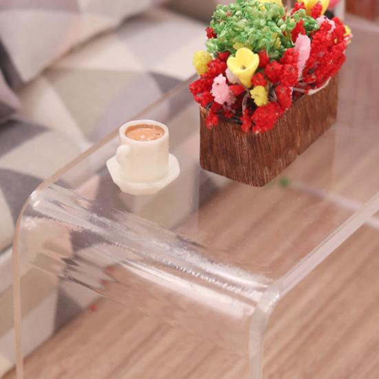Furniture Model Table Good Craftsmanship Adorable Plastic Dollhouse Coffee Small Table Leisure Mini Model for Micro Landscape