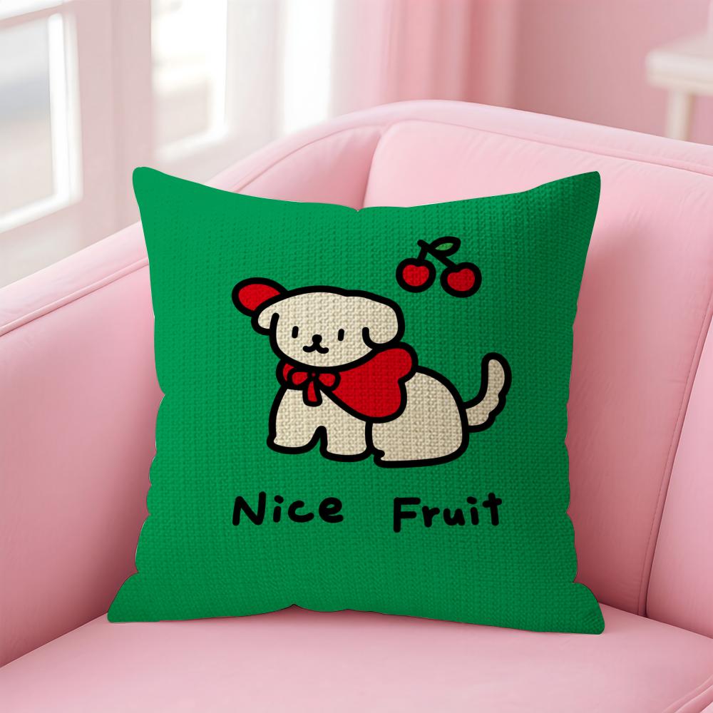 Cartoon Cute Creativity Cushion Cover Natural Linen Organic Fabric DoubleSided Printing Sofa Home Decor Gift Pillow Case