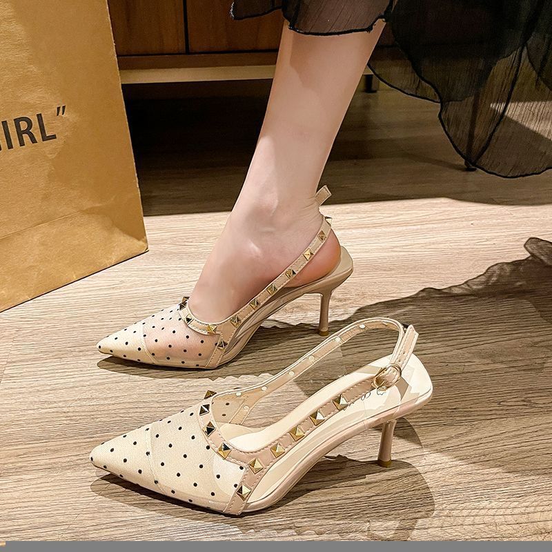 Royal Sister Sexy Pointed Shoes Transparent Stiletto High Heels Women's 2025 New Temperament French Mesh Bag Head Sandals