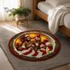 Holiday Gift for Home Christmas Round Area Rug, 3D Optical Illusion Floor Mat with Santa Candy Cane Seasonal Festive Covering Print, Non-Slip