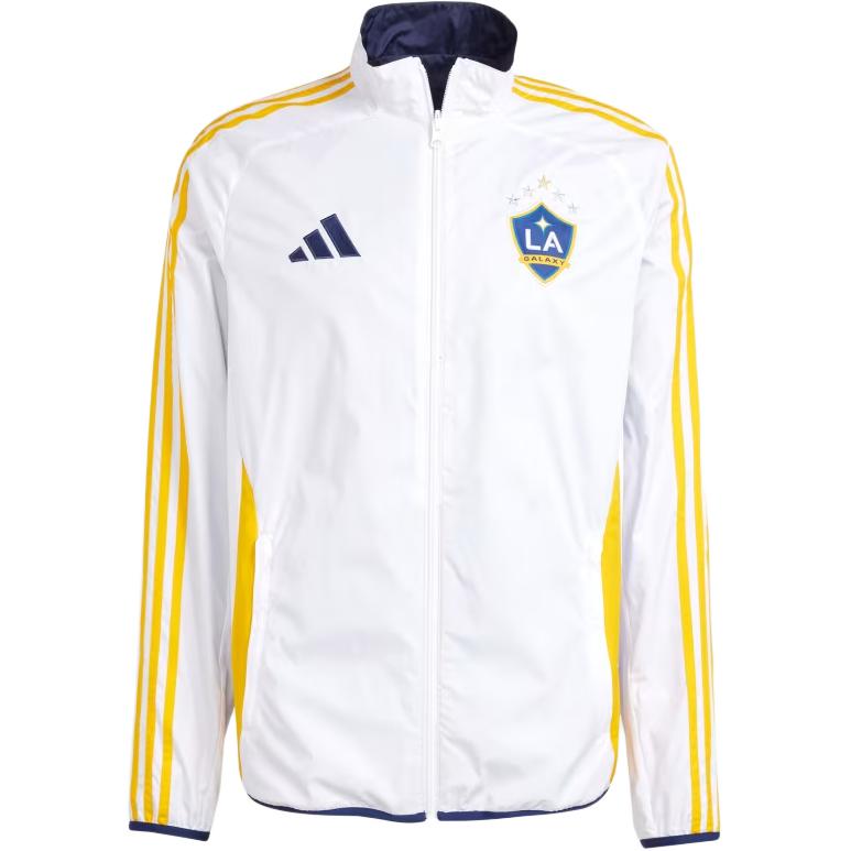 Adidas Los Angeles Galaxy 25-26 Anthem Retro Color Block Striped Reversible Jacket Men jackets White JE5636