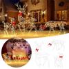 3PCS Handmade Iron ArtElk Deer Christmas Garden Decor &LED Light Glowing Glitter Reindeer Xmas Home Outdoor Yard Decor