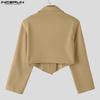 INCERUN Men Lapel Neck Splits Long Sleeve Irregular Cropped Loose Blazer Coats