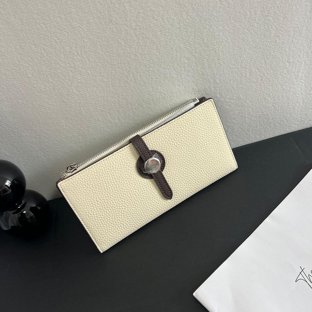 Long Women Wallets Two-tone Genuine Leather Wallet Clutch Bag First Layer of Cowhide Purse Zipper Hasp Bifold Billfold Purse