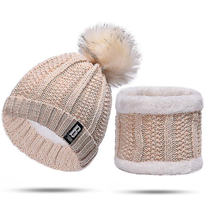 Zweiteiliges Winterset für Damen: Warmer Strickschal, Skimütze ohne Krempe, Outdoor-Sportmütze