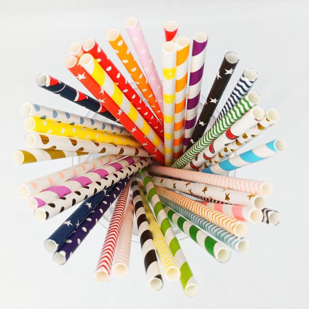 Eco-Friendly Biodegradable Mixed Color Paper Straws for Parties and Cocktails - Free Shipping