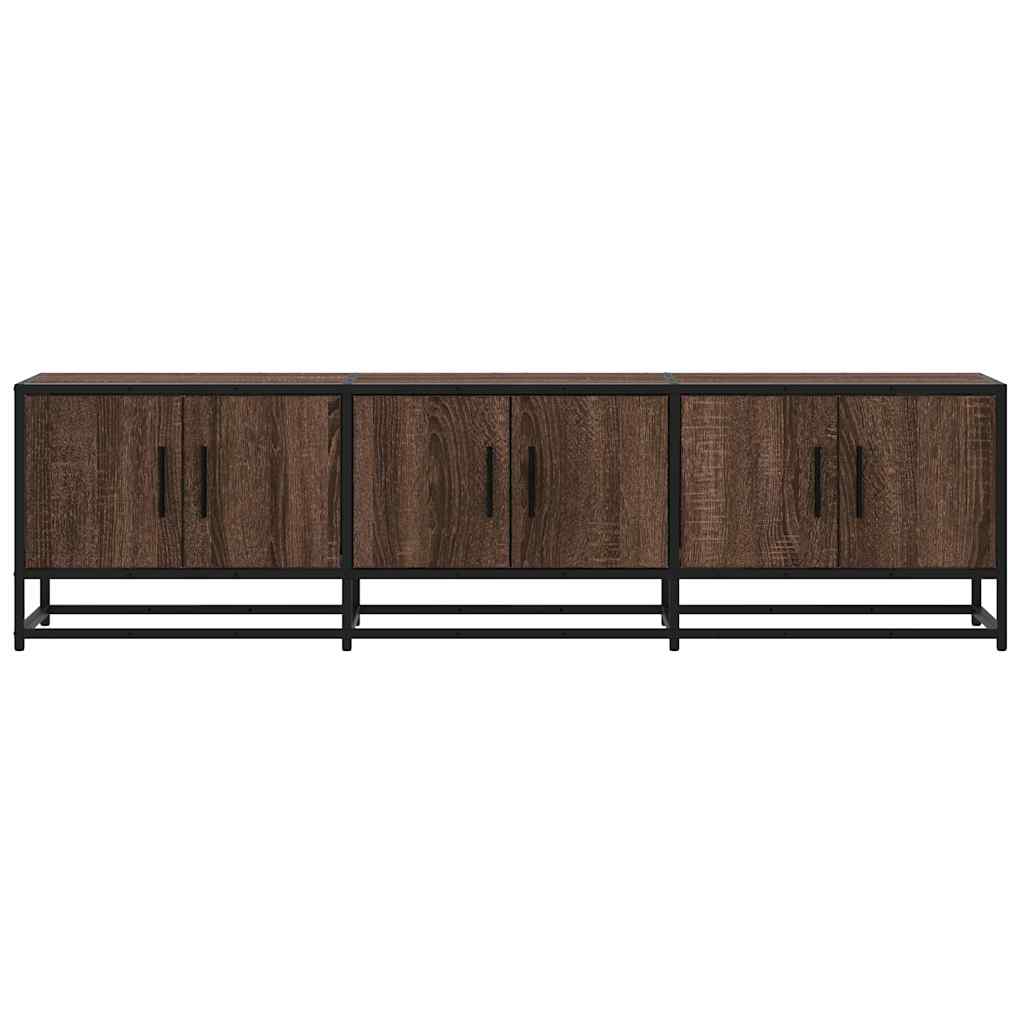 TV Cabinet in Brown Oak Look 150 x 35 x 41 cm Engineered Wood & Metal