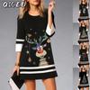 Fashion Summer Spring 3/4 Sleeves O-Neck Casual Dresses
