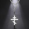 Ins Style Double Strand Eastern Orthodox Cross Necklace Titanium Steel Unisex