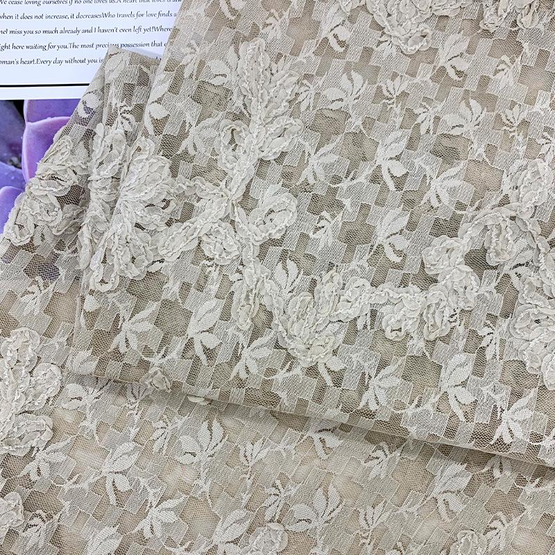 Stylish Textured Floral Lace Fabric for Wedding Dresses, Evening Gowns, and Children's Clothing