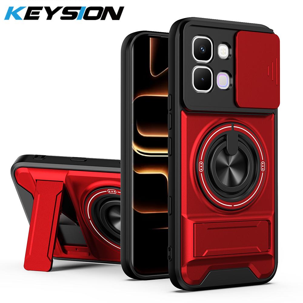KEYSION Magnetic Phone Case for Infinix Note Edge 5G Slide Camera Protection Upright Kickstand 360° Ring Shockproof Back Cover
