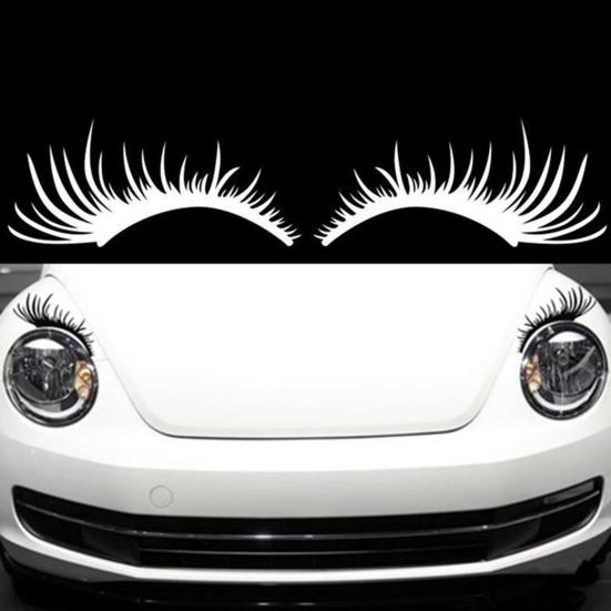 2Pcs Car Eyelashes Stickers Funny Car Headlight Sticker Waterproof Fake Eyelash Decals Tailgate Fridge Wall Window Vehicle Decoration Gifts for Men