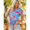 American Shiying Flower V-neck Short Sleeve T-shirt Women 2025 Summer New Thin Loose Frill Pullover