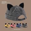 Casual Cotton Cat Ears Brimless Hat Breathable Washed Old Beanie Hat Solid Color Beanie Cap