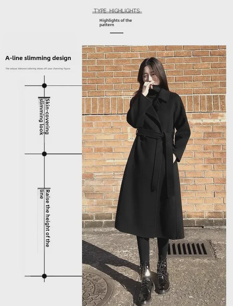 2023 Autumn/Winter Slim Double-Faced Wool Coat - Over-Knee Length