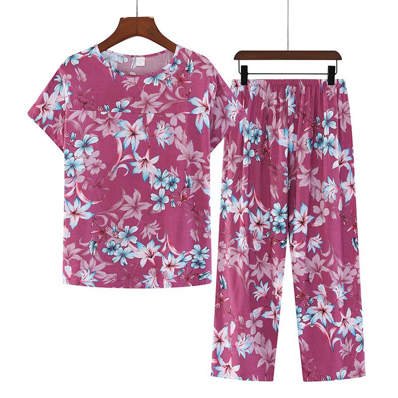 Summer Women's Cotton Pajamas Women's Thin Short Sleeve Set Plus Size Women's Loungewear Can Be Breathable and Antibacterial Sleepwear
