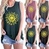Women Sleeveless Tank Top Sunflower Print Casual Loose Fit Round Neck Summer Shirt Lightweight Blouse for Outdoor Daily Wear