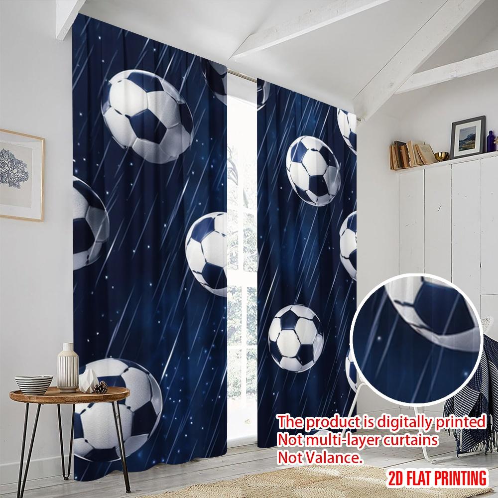Set Of 2 Plane Printing Curtains Digital Printed Soccerrainfall Polyester Easy Install Without Rod All Seasons Perfect Curtain Made