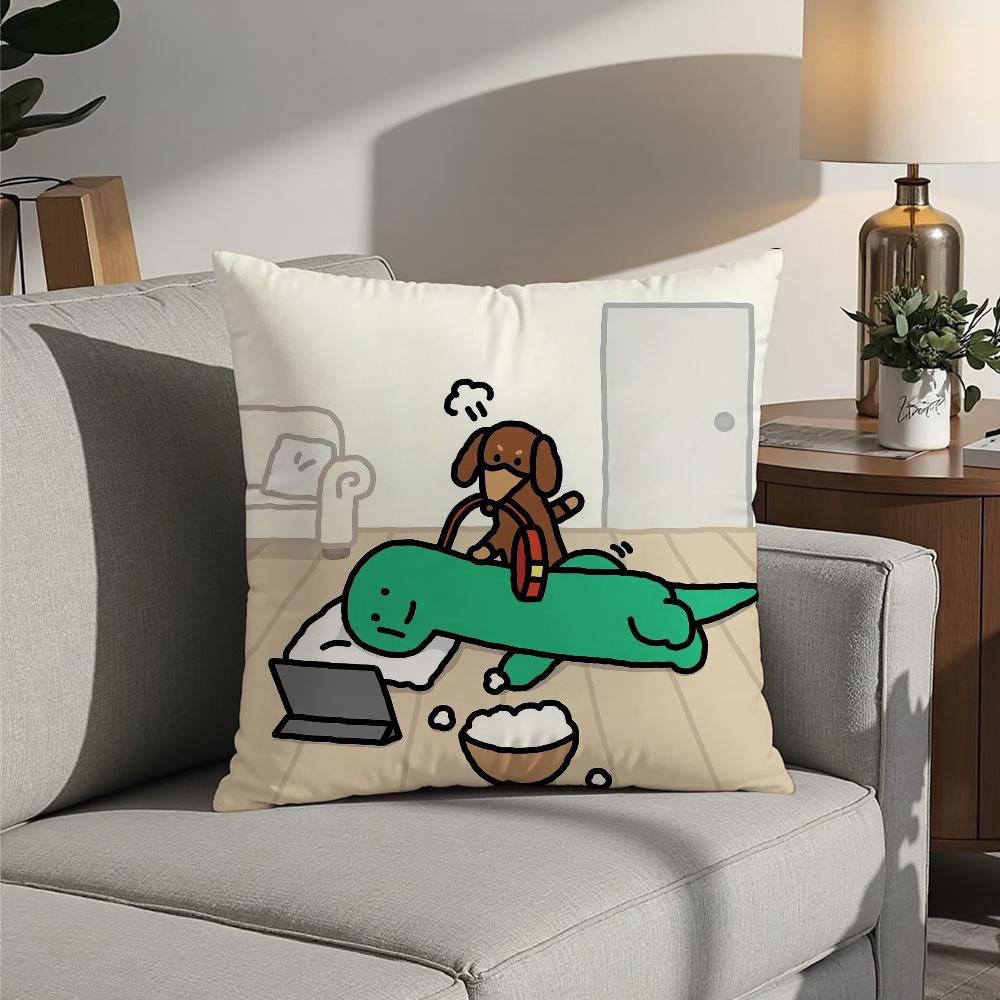 

Joguman Корейский Инстаграм Чехол для подушки Динозавр 3D печать Полиэфирное волокно 40*40 см Домашний диван Декоративное украшение Подарок на фестиваль 16x16Inch