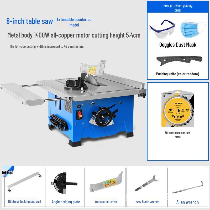 LUXTER 8" Small Table Saw with 45° Miter for Precision Cutting