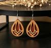 Retro Leather Water Drop Earrings with Two-tone Patchwork Design