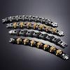 Heavy 316L Stainless Steel Gold Black Color Skull Motorcycle Chain Bracelet Men's Jewelry
