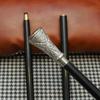 93.98 Cm Elegant Silver Handle Walking Stick Black Wooden Cane with Floral Embossed Grip Gentleman’s Gift for Him, Her Collectors