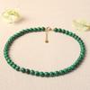 Malachite Beaded Choker Necklace with Gold Accents – Natural Stone Protection Jewelry for Women, Dainty Boho Gift